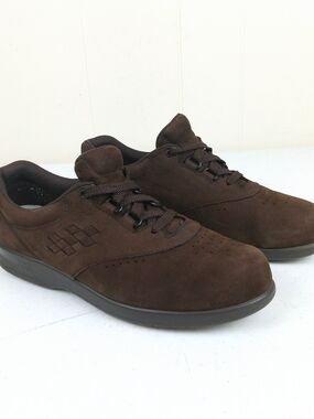 SAS Comfort Lace-Up Womens Casual Shoe - Brown Suede Size 8 Slim Narrow